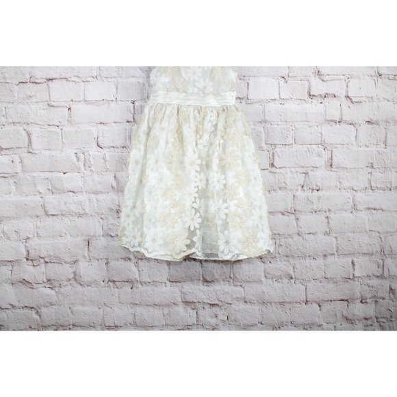 Nannette Ivory Floral Lacy Bow Tie Back Zip Dress Formal Party Dress 6X - Picture 3 of 9